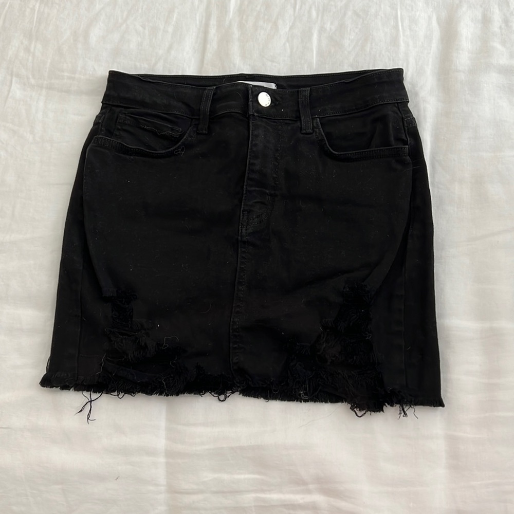 Black Denim and Distressed Skirt